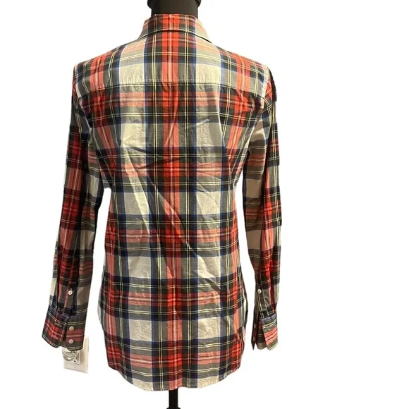 J.Crew Size 4. Plaid button down shirt. red/green/white. EXCELLENT CONDITION - Picture 4 of 13